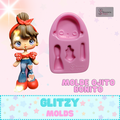 Pretty Eyes 2 Mold, Doll Applique Silicone Mold, Bisutería Lily's  BL-167