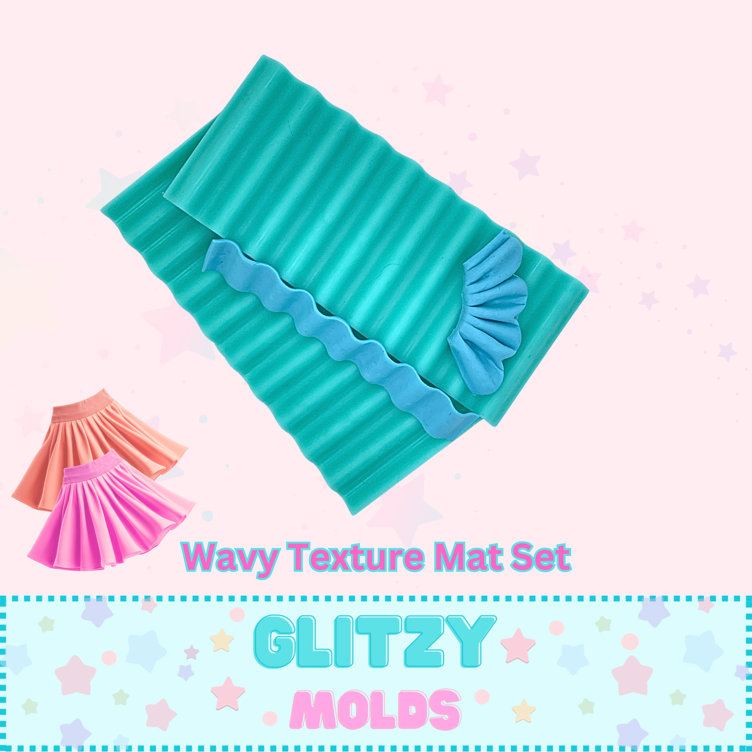Hard Base Ruffle Mat Ruffle Texture Mats, Small, Clay Texture GM-TP4 – Glitzy Molds