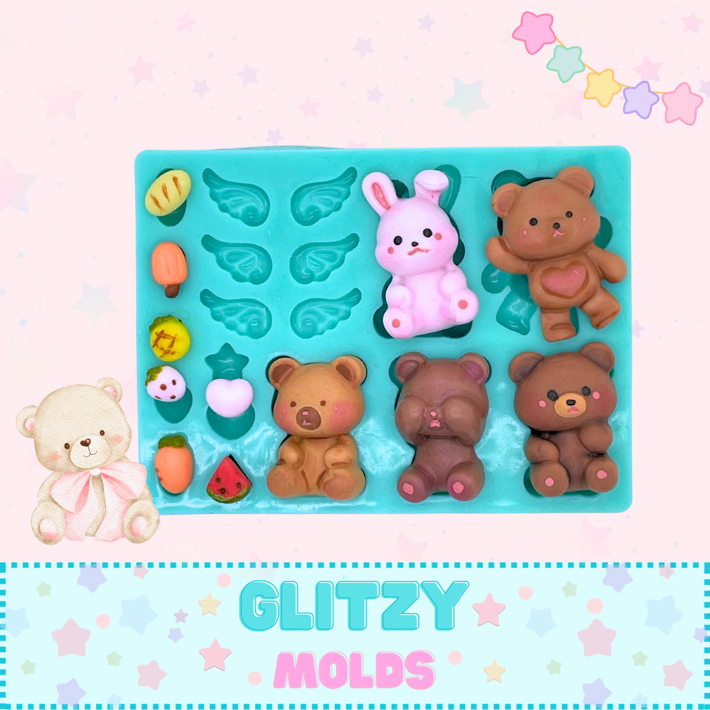 Mini Kawaii Pets, Silicone Mold for Cold Porcelain, GM-Mini Kawaii