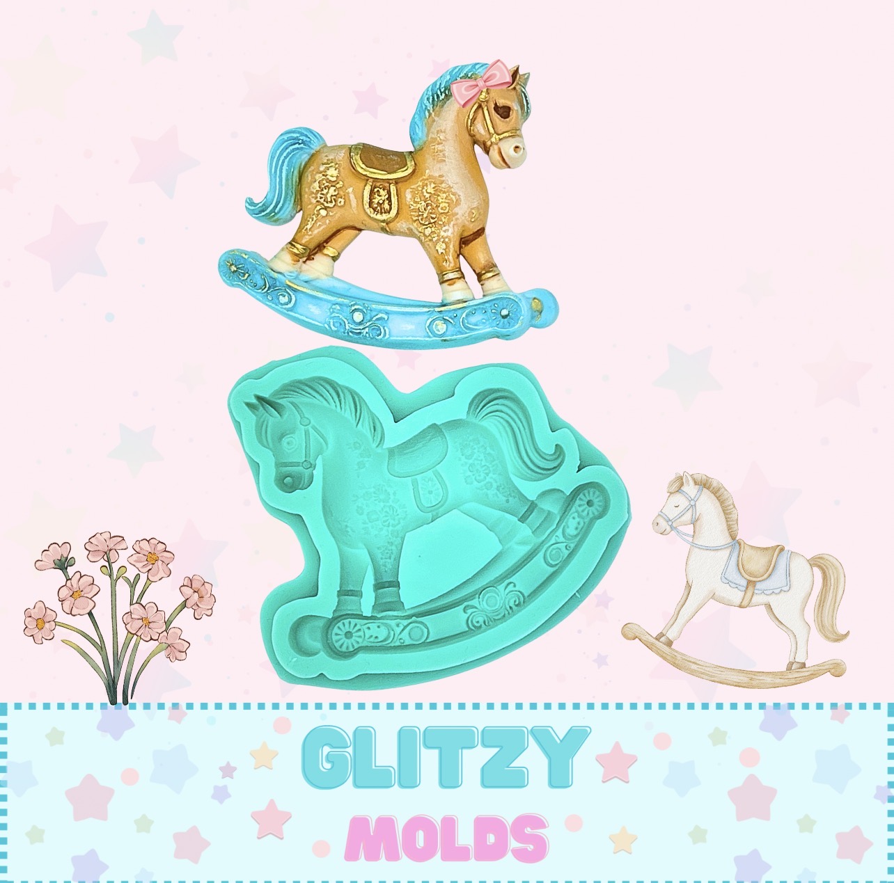 Caballito Mecedor, Molde de Silicon, Molde para Porcelana Fría GM-Pony