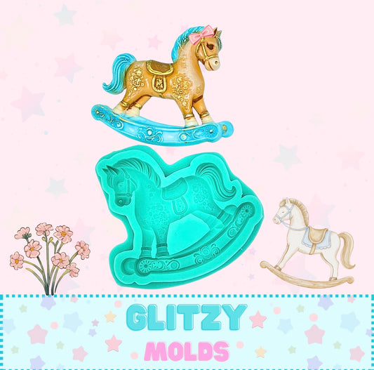 Rocking Pony, Silicone Mold, Cold Porcelain Mold GM-Pony