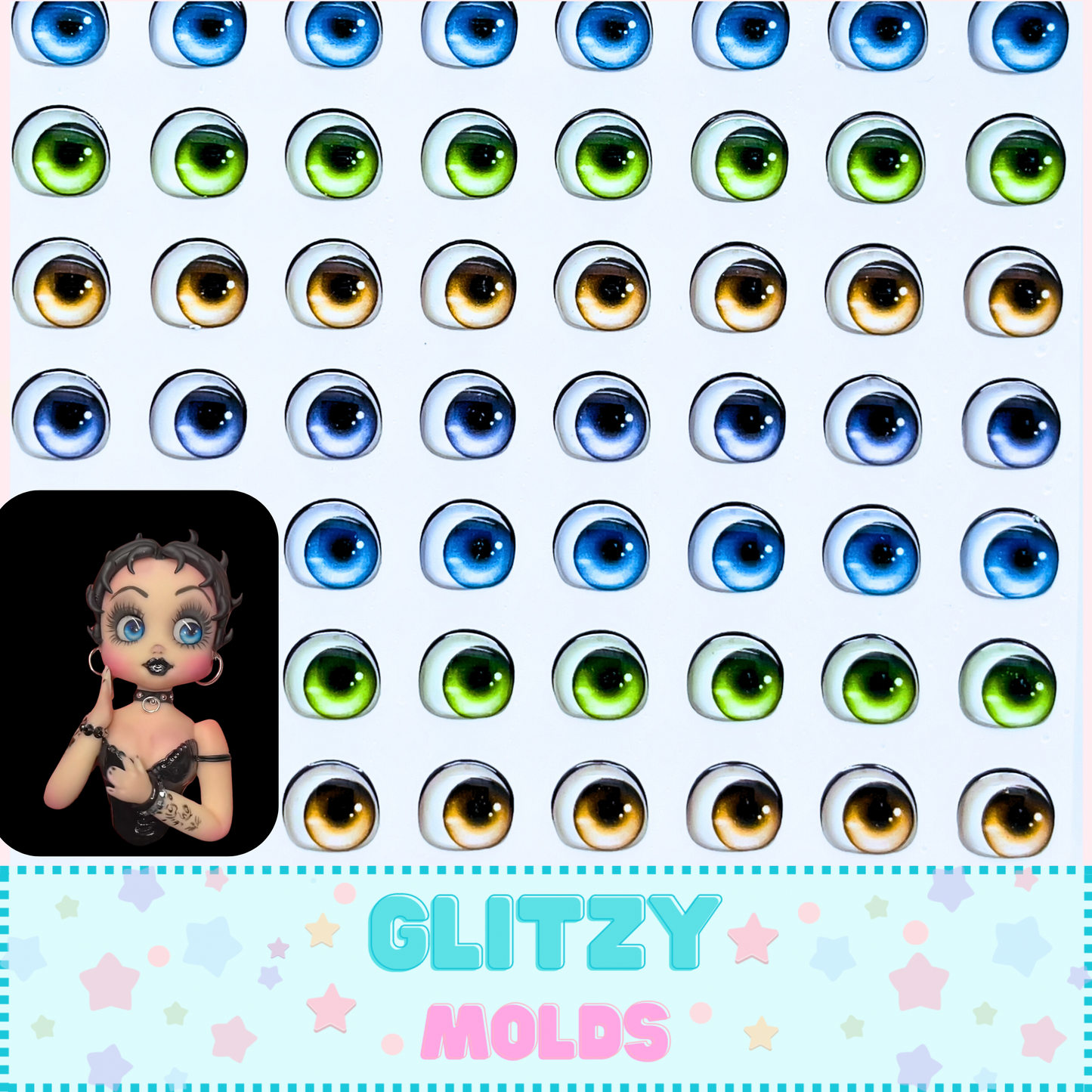 3D Eye Stickers, 5mm & 8mm, Betty Boop, Self Adhesive VG-563Premiun