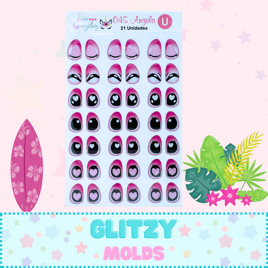 3D Eye Decals, 14mm by 10mm, Stitch, Erismar-045