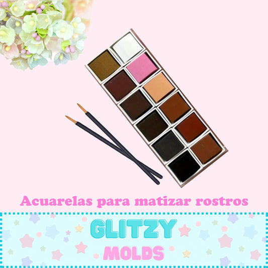 12 Skin Tone Solid Watercolor Pigment Set, Set de Acuarelas para Matizar Rostros