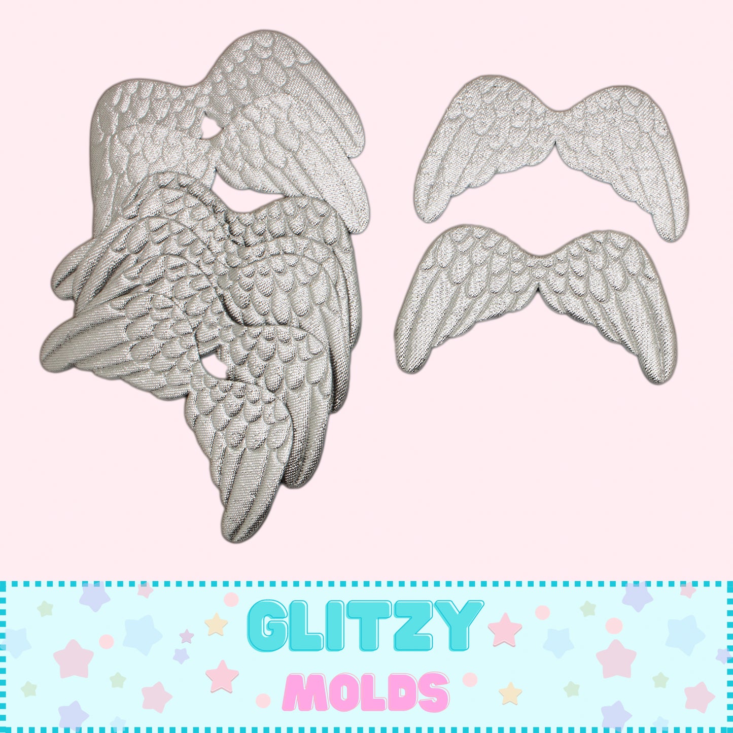 Vinyl Glitter Wings, Wing Embellishments, 3 inch Silver Wings Wings-1S