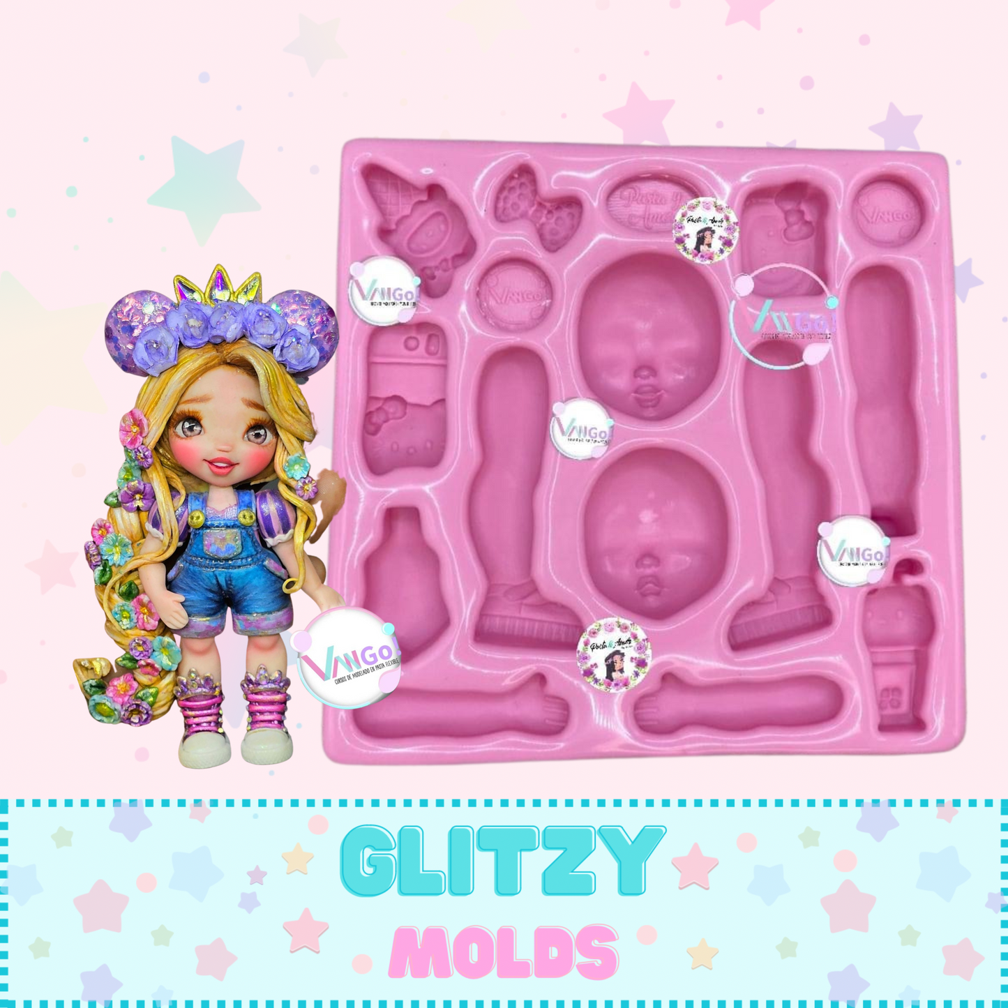 Molde FAscinacion, Molde de Silicon para Muñecas, Colección Fascinación de Vango VG-FS1-111