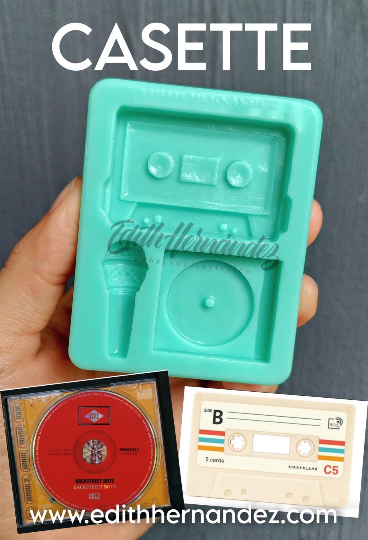 Retro Music, Silicon Mold by Edith Hernandez  EH-Cassette