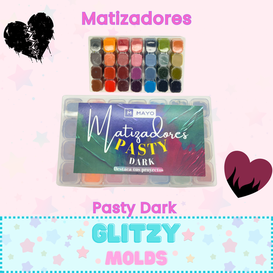 Pasty Set 3, Dark Shading Paste Pallete for Cold Porcelain, 28 Colors, Pasty-Dark