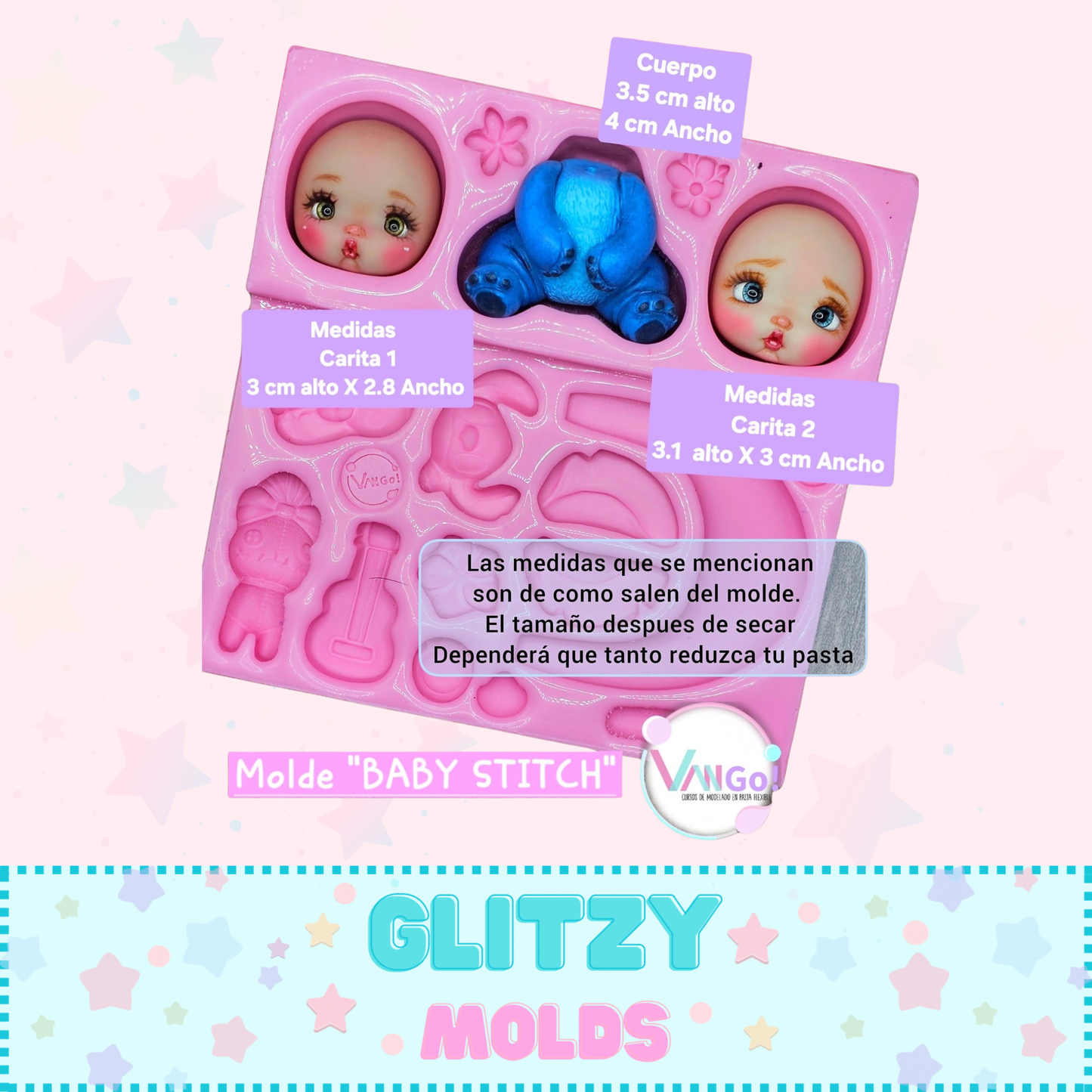 Baby Stitch, Doll Silicone Mold, "Con Amor" Collection by Vango VG-BabyS