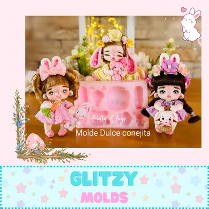 Dulce Conejita , Sweet Bunny, Mold by Pretty Clays Molds
