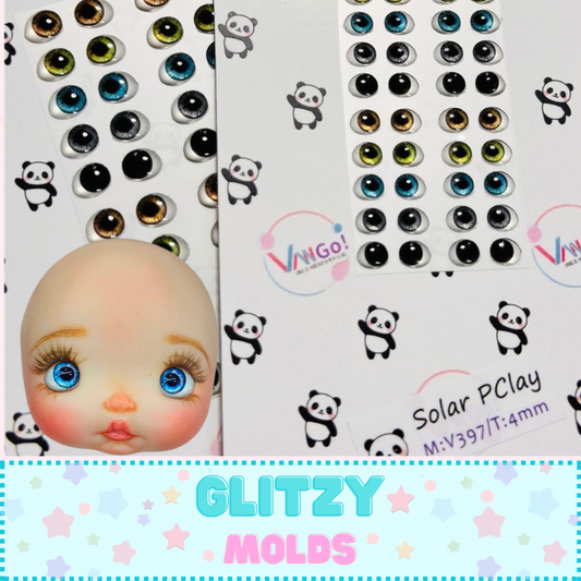 3D Eye Decals Stickers, 4mm y 5mm, Vango, Solar-397