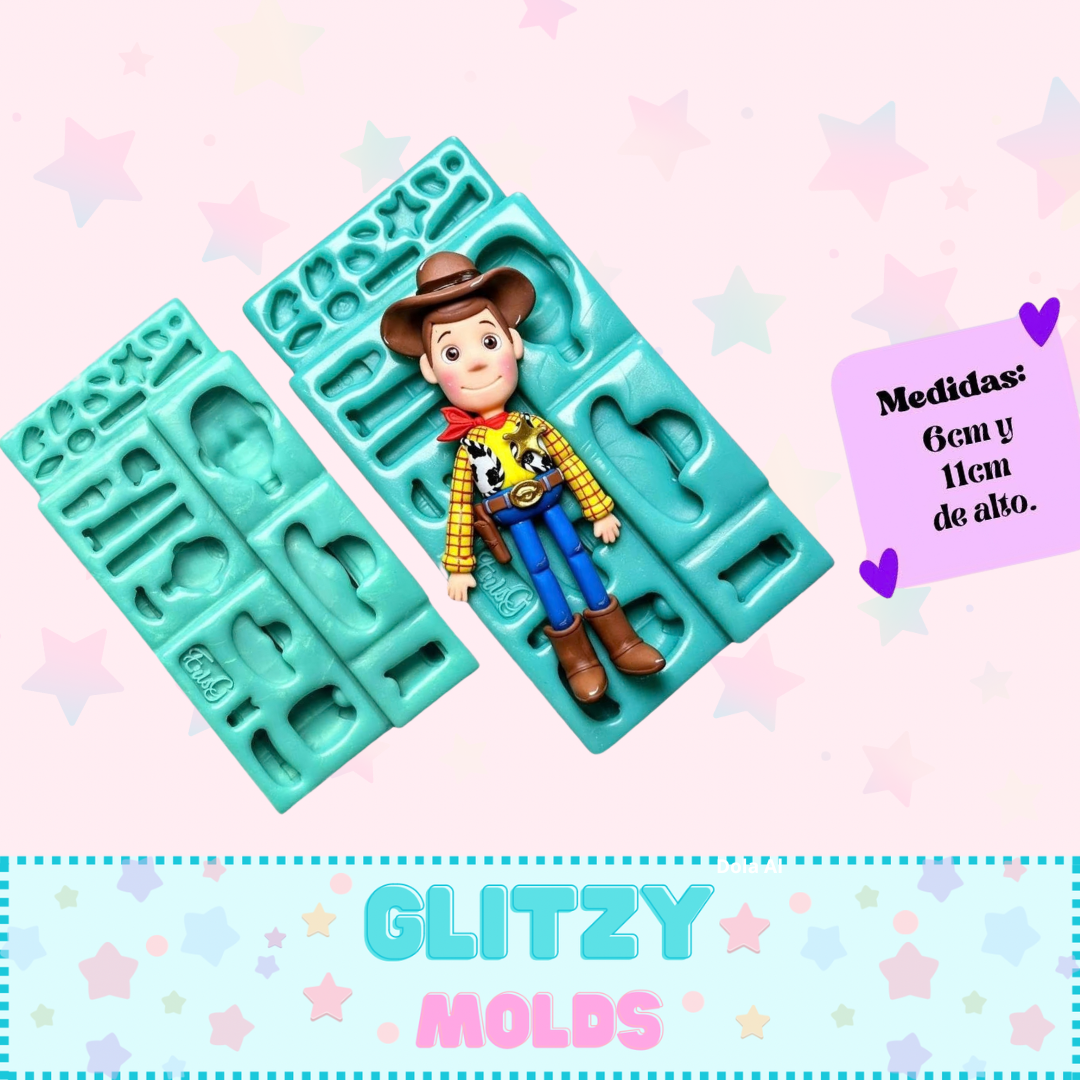 Adorable Woody Mold, Silicone mold, Eris Gonzalez