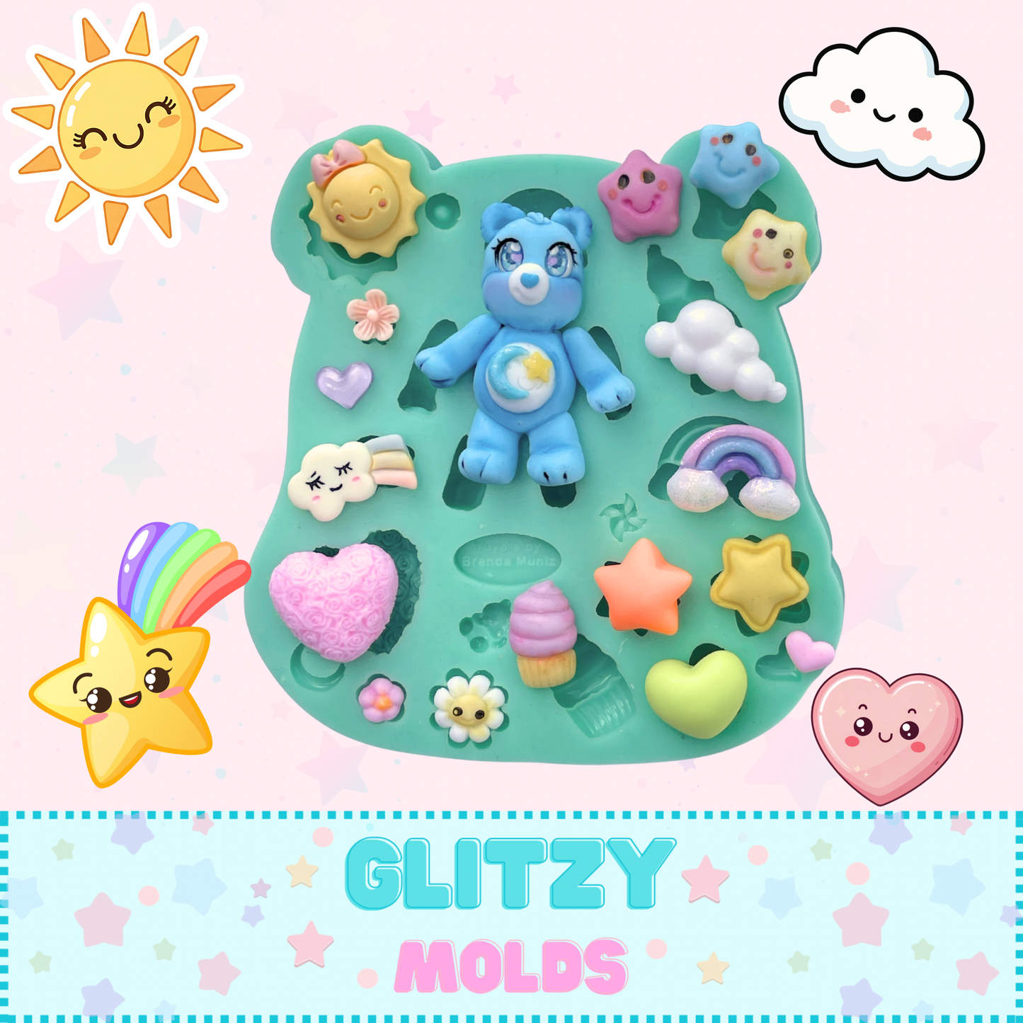 Baby Caring Bear, Silicone Mold, Yuya's by Brenda Muñiz YBM-Care2