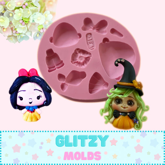 Chibi Princess Silicone Mold,  Molde Princesas Cabezonas, Moldes de Silicone Porcelana Fria NH-136A