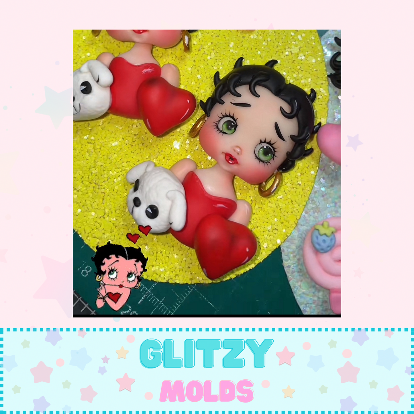 Betty Boop, Doll Face Mold, 3 Adorable Faces, Silicone Mold by Yuya's by Brenda Muñiz YBM-Betty