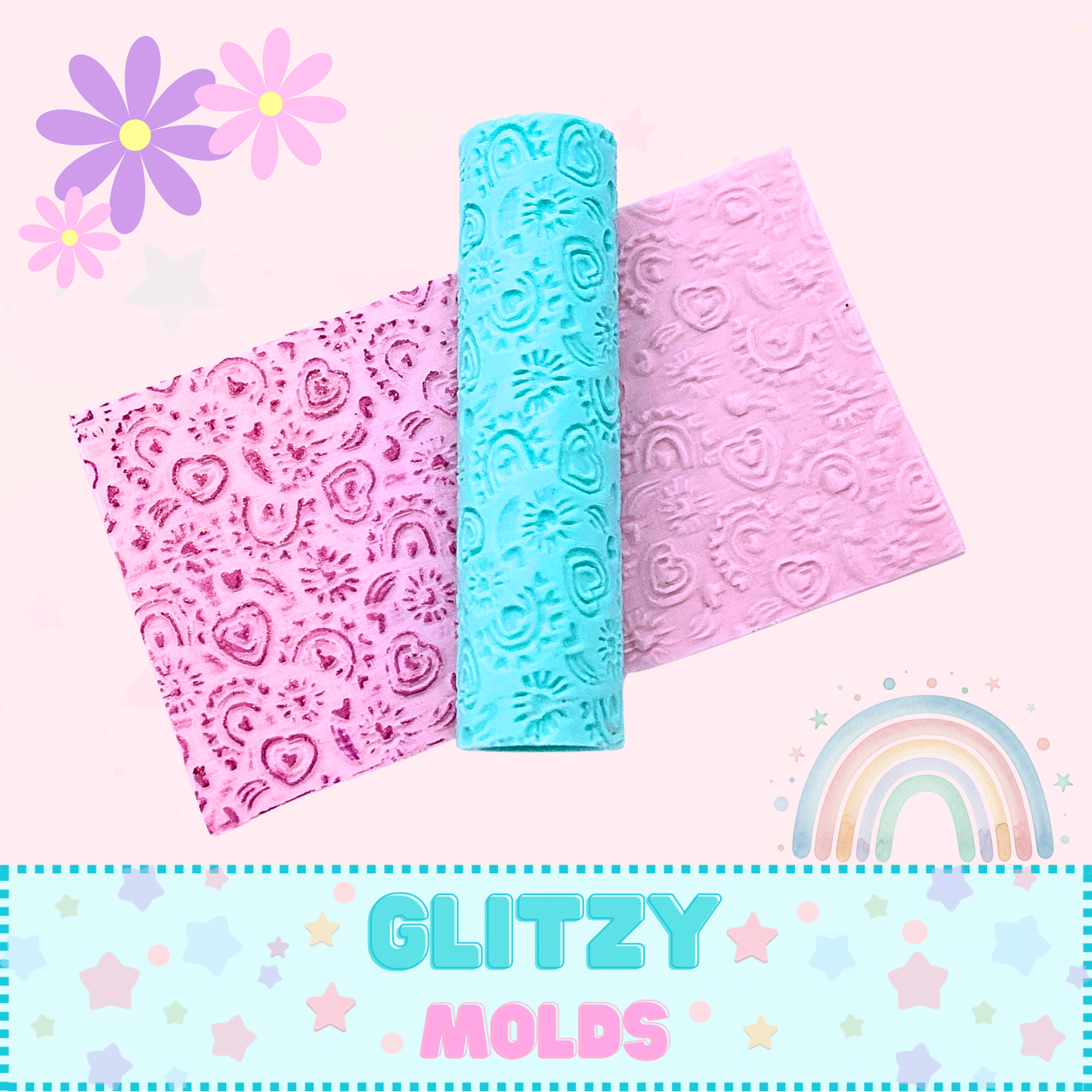 Rainbows and Hearts, Clay Roller, Texturing Roller CR-Val8