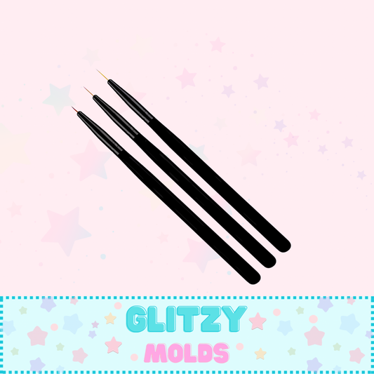 3 Piece Black Linner Brushes, Extra fine