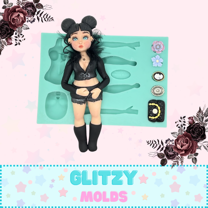 Curvy Girl, Silicone Mold by Yuya's by Brenda Muñiz YBM-Curvy