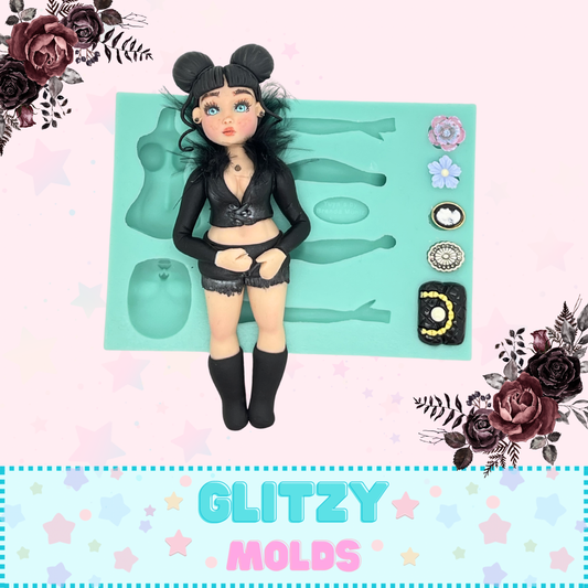 Curvy Girl, Silicone Mold by Yuya's by Brenda Muñiz YBM-Curvy