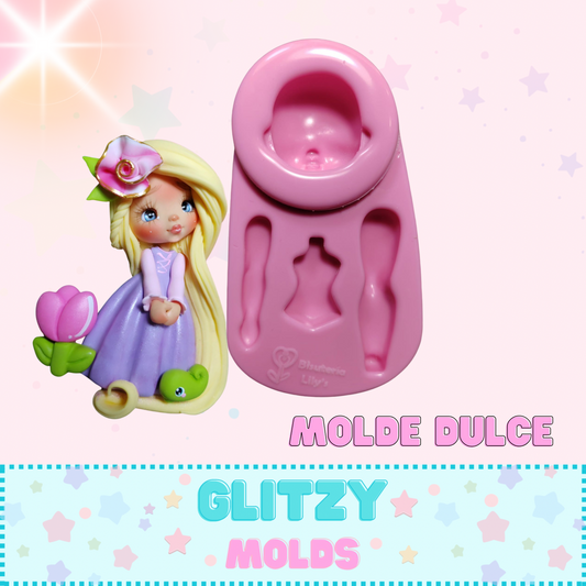 Dulce Mold, Doll Applique Silicone Mold, Bisutería Lily's  BL-Dulce-161