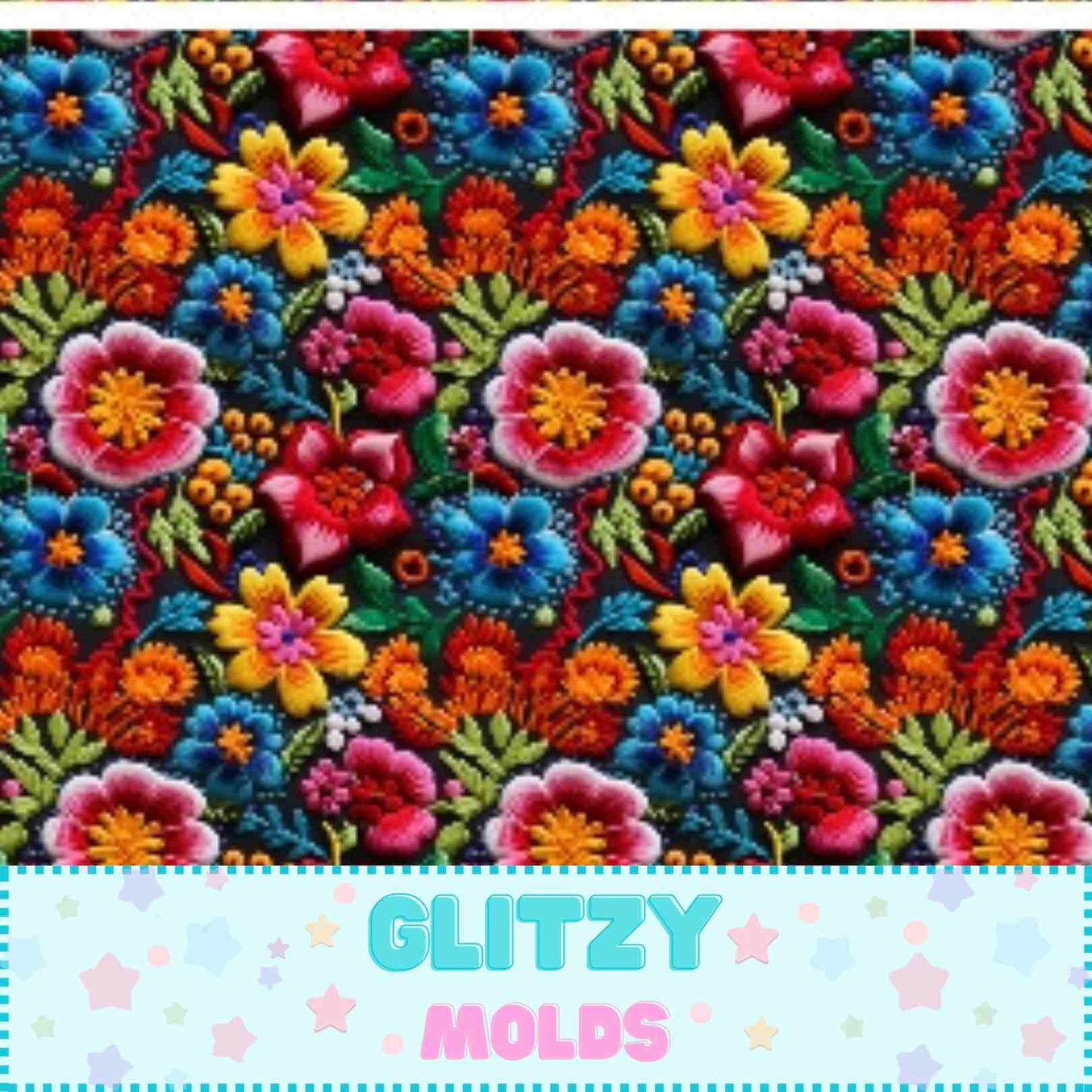 Mexican Embroidery, Printed fabric Sheet, 8 by 11 inches, Mexican2