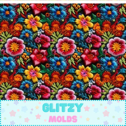 Mexican Embroidery, Printed fabric Sheet, 8 by 11 inches, Mexican2