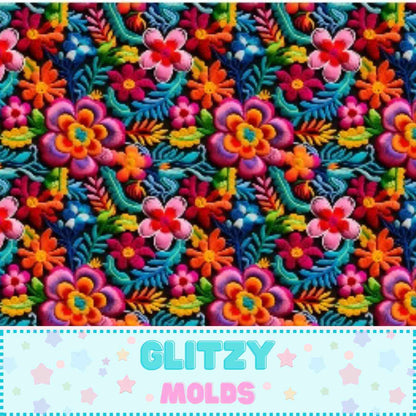 Mexican Embroidery, Printed fabric Sheet, 8 by 11 inches, Mexican2