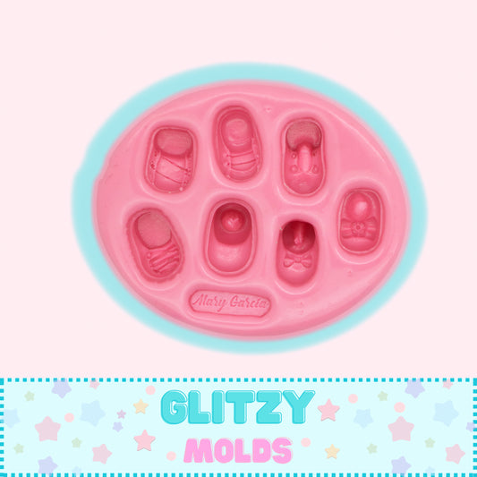 Sweet Mini Shoes, Silicone Mold, Molde Zapatitos de Mari Garcia MG-204