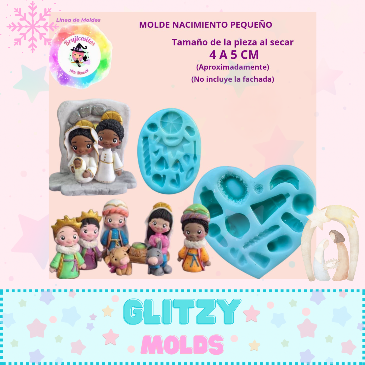 Molde Nacimiento Pequeño, Set de 2 Moldes, Moldes de Silicone BJC-2