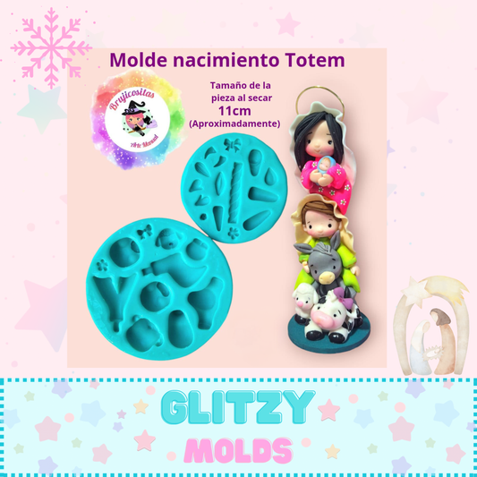 Totem Nativity Set, 2 Mold Set,  Brujicositas Silicone Mold BJC-1