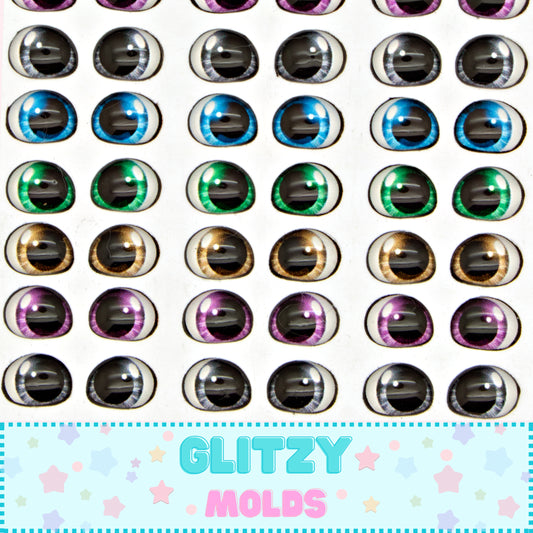 Ojos Resinados 3D,  5mm x 7mm, Ojitos Auto adheribles G-112