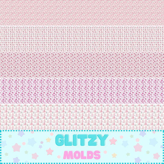 Pink Christmas, Printed fabric Sheet, 8 by 11 inches, PW-1