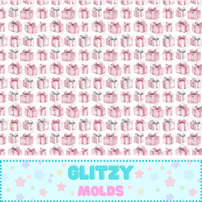 Tela estampada con motivos navideños rosas, 8 x 11 pulgadas, PW-1