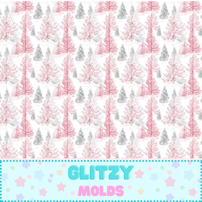 Tela estampada con motivos navideños rosas, 8 x 11 pulgadas, PW-1