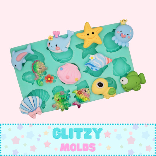 Mini Sea Friends, Marine Complements, Clay Silicone Mold  GM-71
