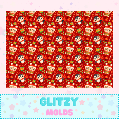 Tela estampada con motivos navideños, Hoja de 8 x 11 pulgadas, Winter-4