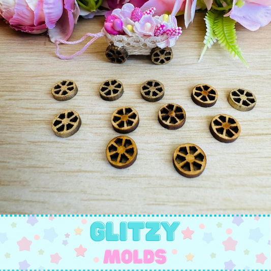10 Piece Mini Wheels, MDF Wood, Set Llantitas en MDF 10 piezas Pretty-Llantitas