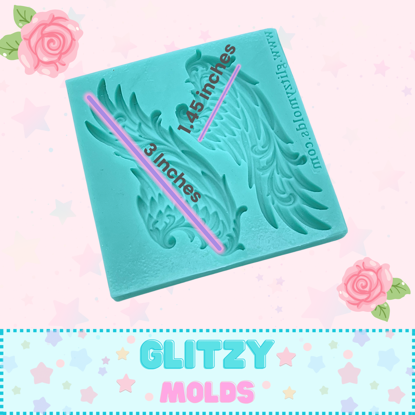 Ornate Wings, Silicone Mold, Mold for Cold Porcelain GM-W5