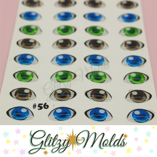 3D Eye Stickers, 3D Resin Eyes, Ojos Resinados, 7mm, 8mm & 10mm, Ojitos Auto adheribles GM-56