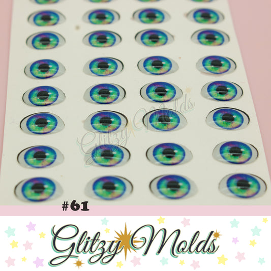 3D Eye Stickers, Anime 3D Resin Eyes, 6mm, 7mm & 8mm, Ojos Resinados, Ojitos Auto adheribles GM-61