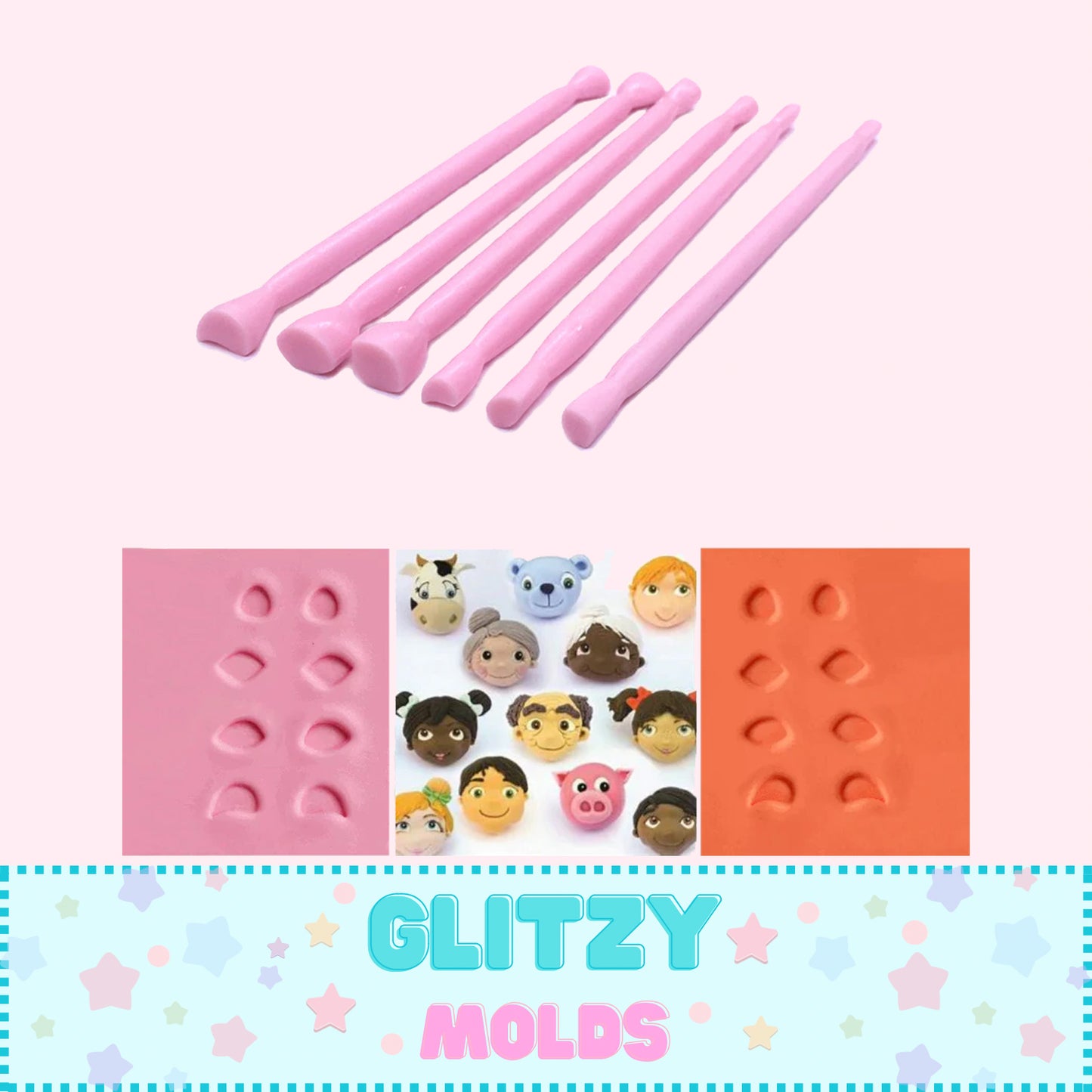 Clay stamper, Eye Stamper, Mouth Stamper, Clay Sculpting Tools, Marca Ojos, Marca Boquitas,