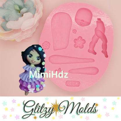 Isabella Encanto Silicone Mold, Encanto Clay Mold, Molde Encanto Isabella CDL #17