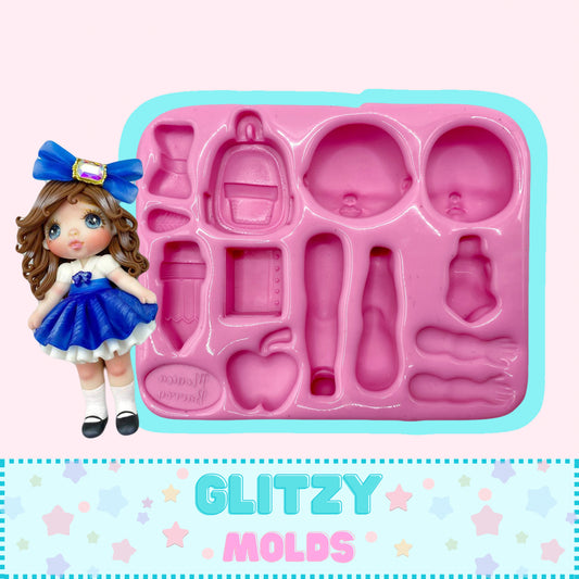 School Girl, Silicone Mold, Molde Regreso a Classes de Monica Barron MB-99