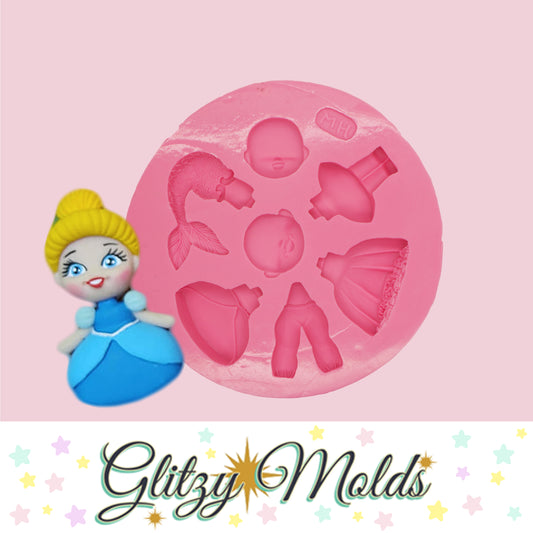 Multi Princess Silicone Mold, Molde Multi Princesas NH-113