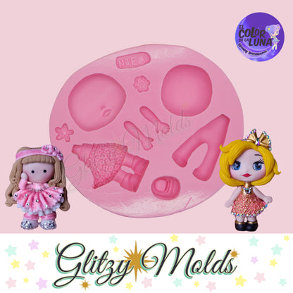 Spring Girl Silicone Mold,  Molde Niña Flores, Moldes de Silicone Porcelana Fria CDL-