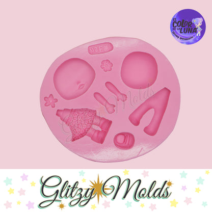 Spring Girl Silicone Mold,  Molde Niña Flores, Moldes de Silicone Porcelana Fria CDL-