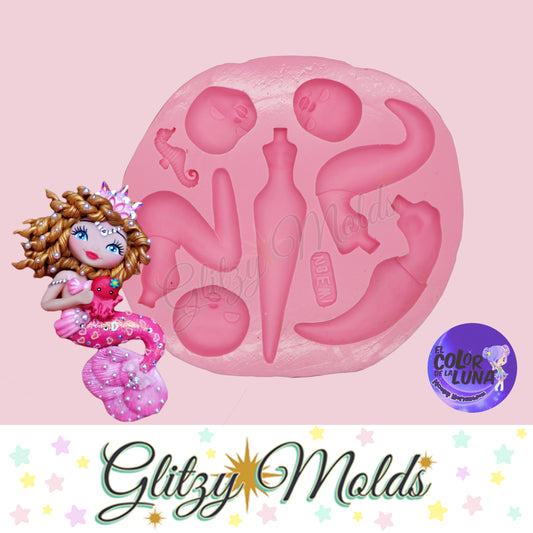 Fancy Multi Mermaids Silicone Mold, Molde de Sirenas Elegantes CDL