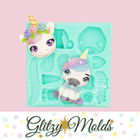 Unicorn Silicone Mold, Cold Porcelain Mold GM-87